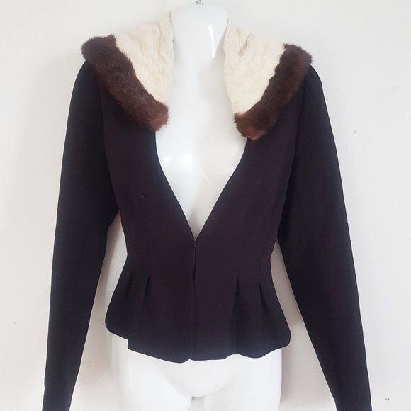 60s Vintage Two Tone Mink Fur Collar, Cream White Brown Mink Fur Scarf - Picture 6 of 9